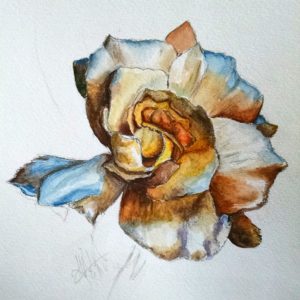 Golden Gardenia watercolor